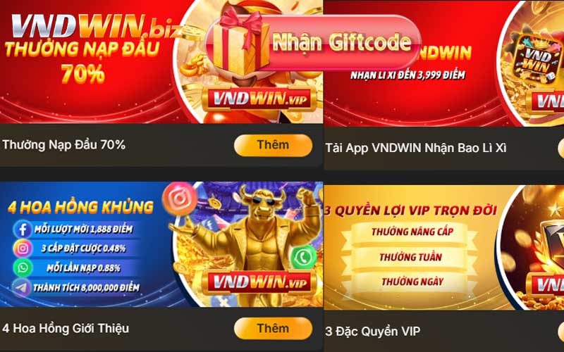 Các chương trình khuyến mãi tại nhà cái VNDWIN